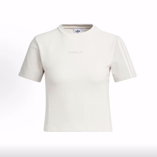 adidas originals三叶草 Crop Tee 三条纹拼色运动短袖T恤 女款