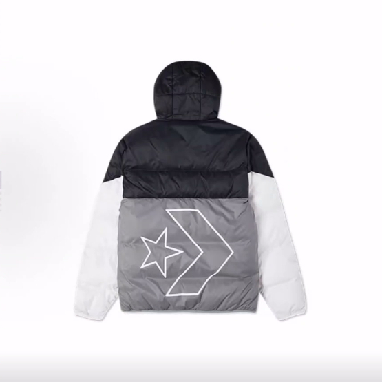 Converse Logo印花拼色保暖连帽夹克羽绒服 冬季 男款