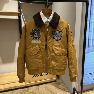 万宝路MCS男装 飞行员夹克羽绒外套CW24WJ838G专柜2800 秋冬松身版