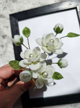 热缩茉莉花软簪花簪手工古风超仙头饰宋制汉服唐风步摇日常簪子
