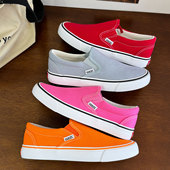 青春潮流懒人一脚蹬港风百搭帆布鞋 情侣休闲时尚 低帮男女同款 经典