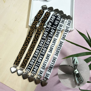 爱心鸭嘴夹内衣肩带可外露英文字母双肩防滑肩带高弹加长抹胸露肩