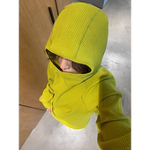 轻运动 打底衫 G0ld平替 户外机能轻量华夫格宽松连帽套头卫衣长袖