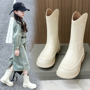 2025秋冬新款女童马丁靴西部牛仔靴小孩百搭短靴儿童时尚短筒靴子