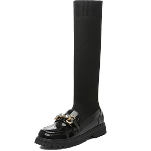 儿童长筒靴子2025秋冬季新款女童高筒靴大童模特走秀长靴公主袜靴