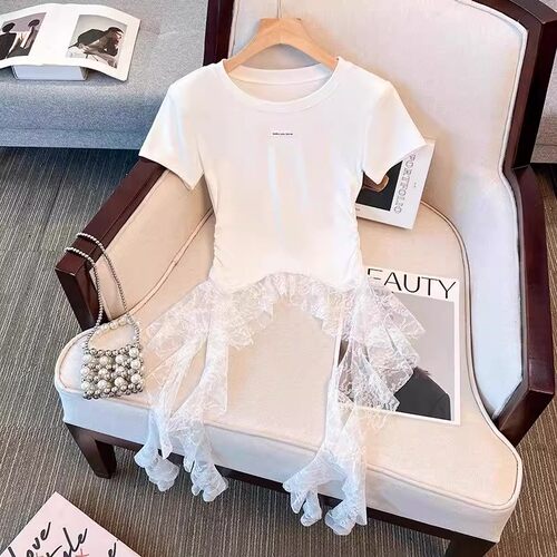 夏季新款正肩短袖t恤女不规则