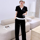 流行穿搭高级感阔腿裤 新款 两件套 女2025夏季 独特舒休闲运动风套装