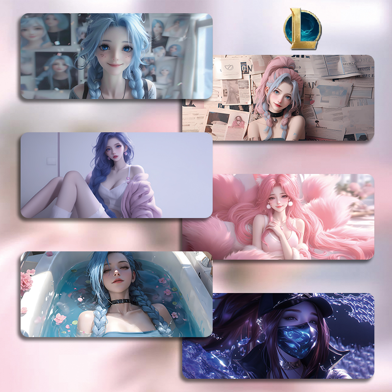 LOL英雄联盟鼠标垫超大号小号电竞游戏电脑键盘垫金克丝阿狸桌垫