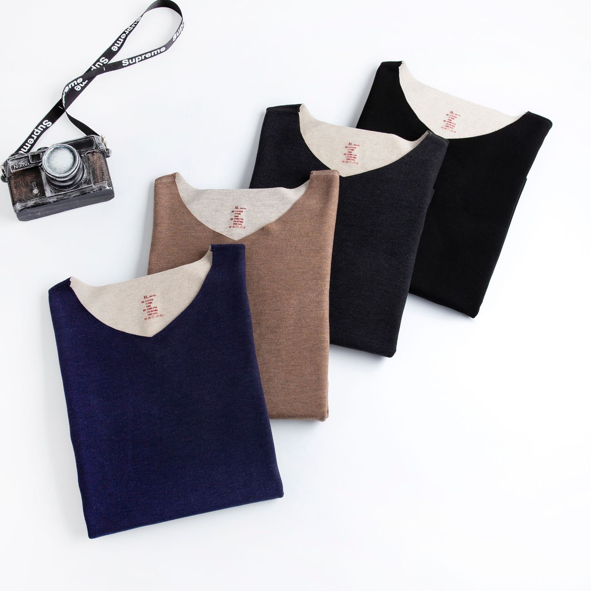 蚕丝羊毛德绒自发热无痕保暖内衣男士加绒加厚秋衣打底衫内衣秋冬