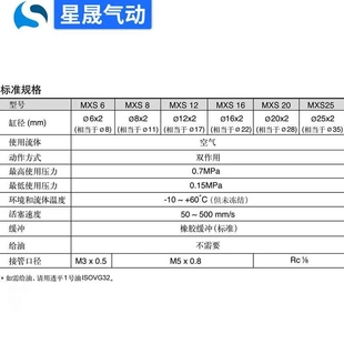 50AS滑台导轨气缸MXS8 非实价议价议价定制SMC型MXS12 20AT双缸十