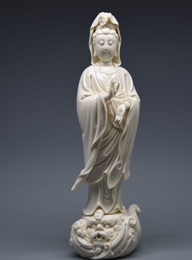 庄少卿陶瓷观音佛像供奉家用佛摆件德化白瓷神像鳖鱼观世音菩萨像