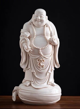 陶瓷大肚弥勒佛像如意布袋笑佛客厅办公室禅意家居招财工艺品