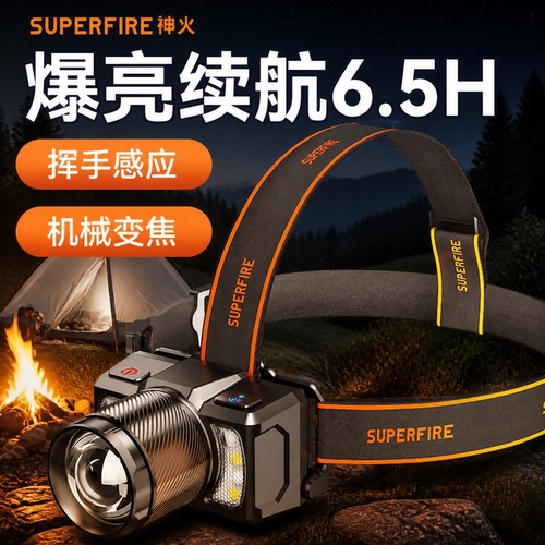 神火远近三光源变焦头灯