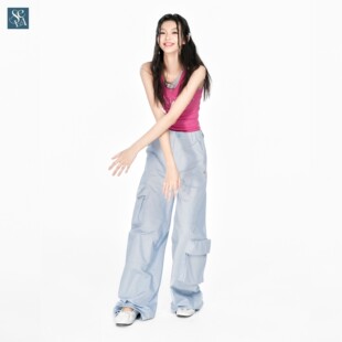 SENCE LA低腰高级设计感辣妹工装裤女宽松休闲长裤