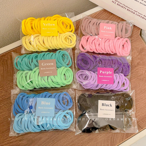 糖果色女儿童发绳女童新款扎头橡皮筋高弹力耐用头绳皮套头饰zw