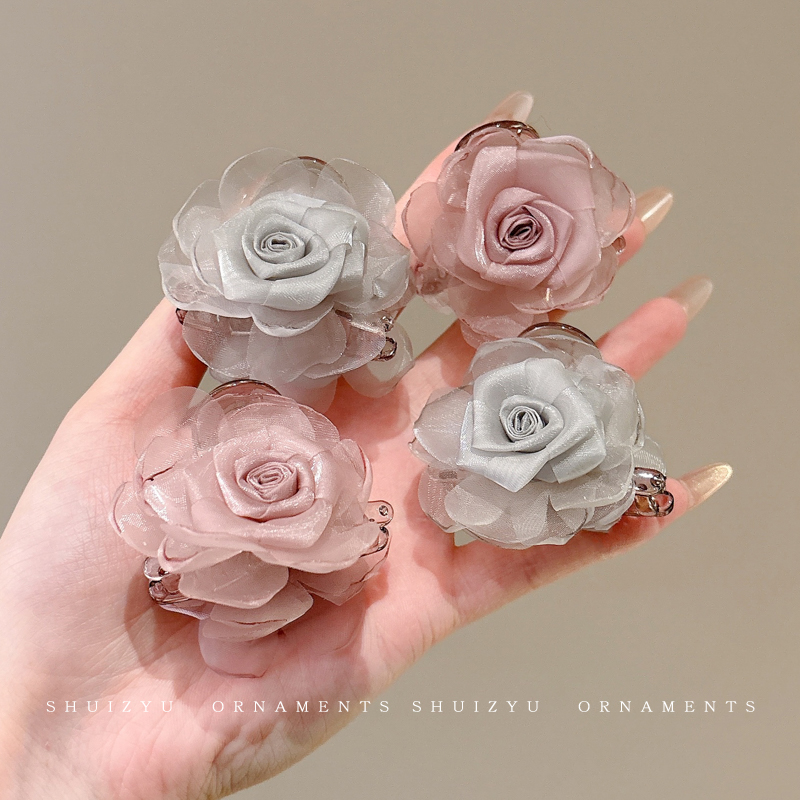 干枯玫瑰花抓夹女半扎发