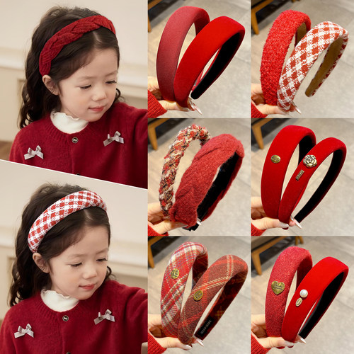 儿童新年红色发箍2025新款