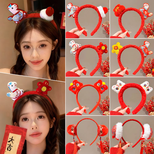 红色喜庆新年发箍女2026新款