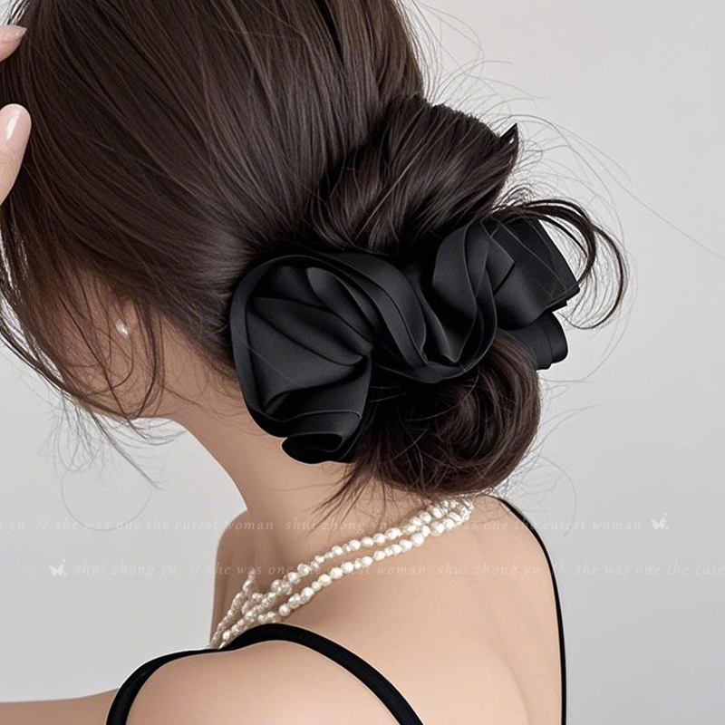 黑色褶皱大肠发圈女2025新款