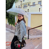 女秋冬拼接时尚 胖mm品质短款 牛仔外套木子理想大码 休闲外套200斤