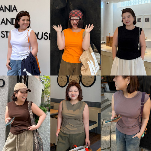 木子理想胖mm大码四季款无袖背心