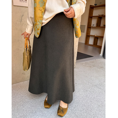 木子理想胖mm大码毛织伞摆半裙