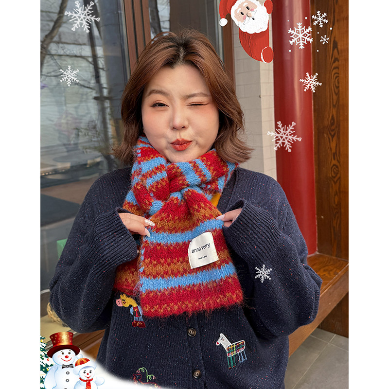 胖mm冬季氛围感圣诞围巾女士新款条纹保暖围脖,服饰配件/皮带/帽子/围巾,围巾/丝巾/披肩,淘宝优惠券,粉丝福利购,淘宝优惠卷