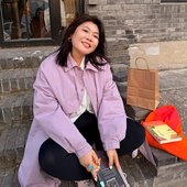 领宽松时髦风衣 秋冬衬衫 胖mm夹棉廓形中长外套木子理想大码 女装