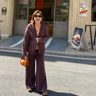 200斤休闲裤 胖mm莫代尔舒适卫衣套装 春季 女装 两件套 木子理想大码