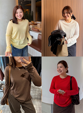 胖mm冬季柔软舒适羊毛衫木子理想大码女装圆领品质简约轻暖毛衣