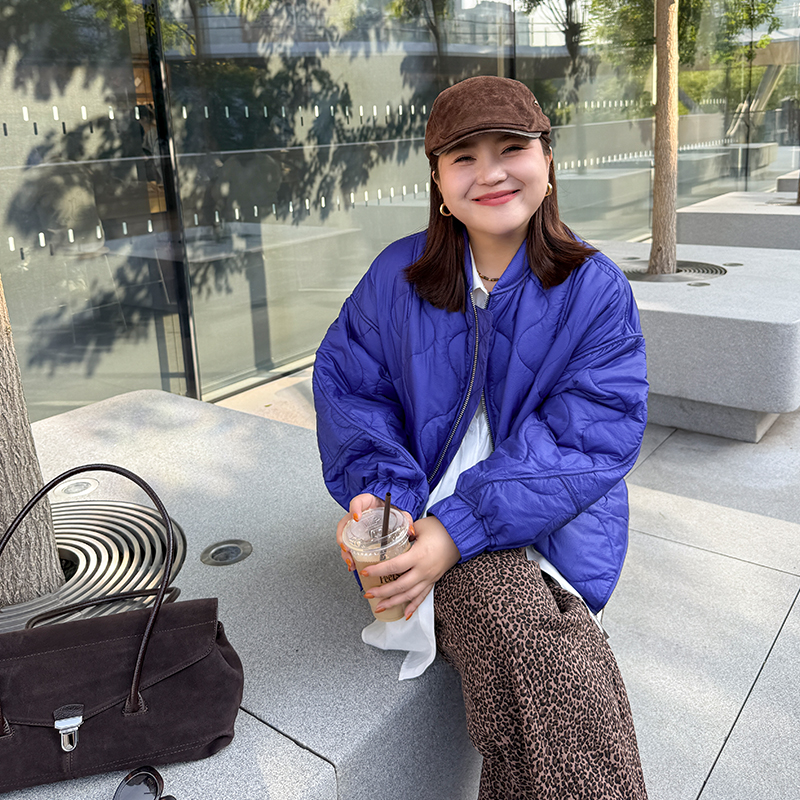 木子理想胖mm大码棒球夹克短棉服