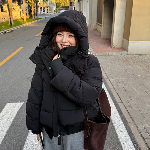 木子理想胖mm大码假两件烫钻棉服