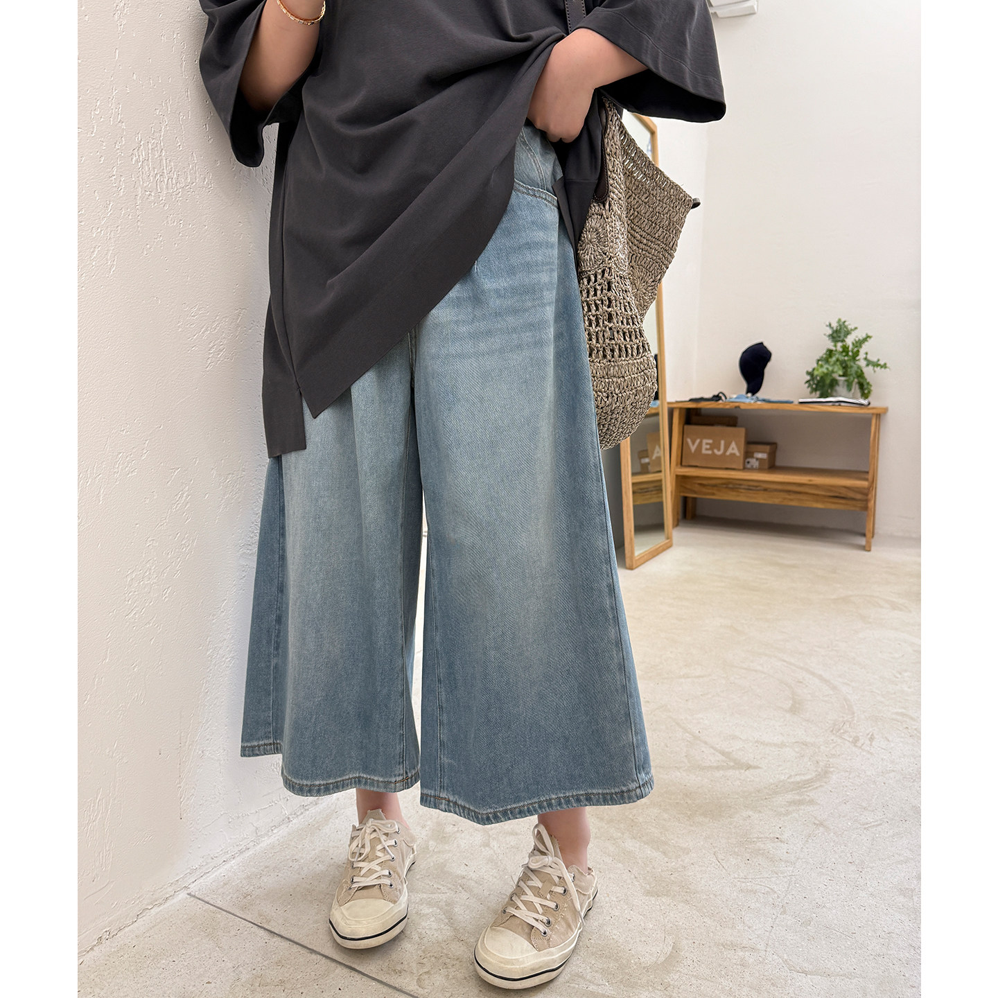 胖mm大码八分阔腿牛仔裤木子理想女装大宽松潮酷时髦街头感200斤