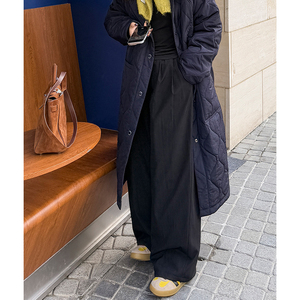 胖mm冬季活力宽松棉裤木子理想大码女松紧腰夹棉保暖阔腿直筒裤子