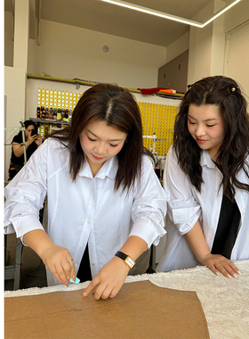 木子理想大码女装简约大方白衬衫胖mm宽松休闲松弛感插肩袖衬衣秋