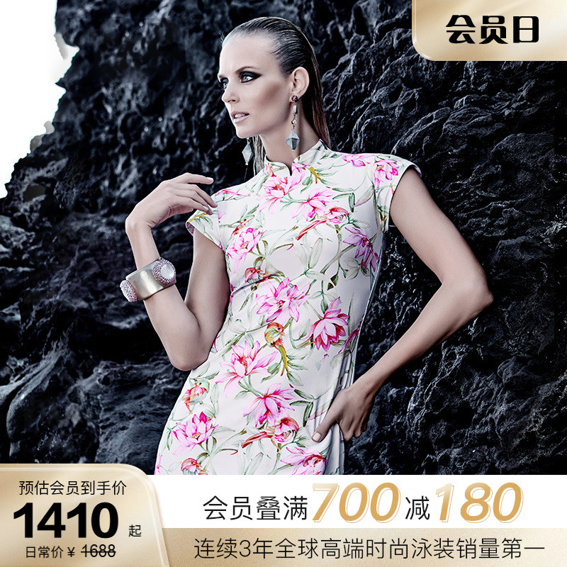 BE范德安QUEEN系列分体泳衣女士新中式旗袍修身高级大码绝美度假