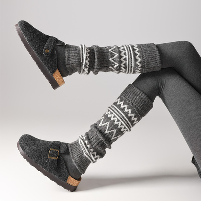 灰色袜套女中筒堆堆袜保暖