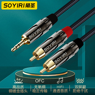 SOYIRI 纯铜3.5mm转双莲花线3.5转双rca一分二手机电脑音响音频线