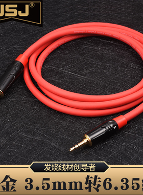 JSJ 3.5转6.35 大二三芯6.5单声道 电脑调音台功放无线话筒音频线