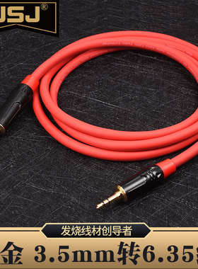 JSJ 3.5转6.35 大二三芯6.5单声道 电脑调音台功放无线话筒音频线