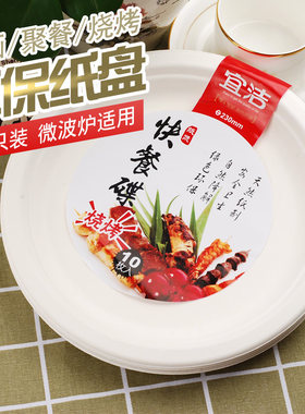 宜洁一次性纸盘子快餐碟生日蛋糕餐盘刀叉纸碟面包烧烤幼儿园9721