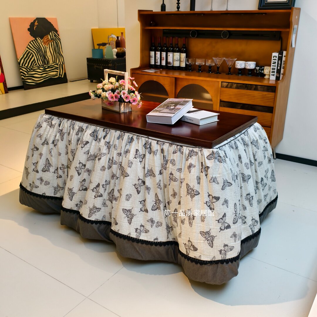 亚麻可拆洗正方形长方形烤火被罩