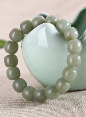 新疆和田玉且末蓝老型珠12mm手串