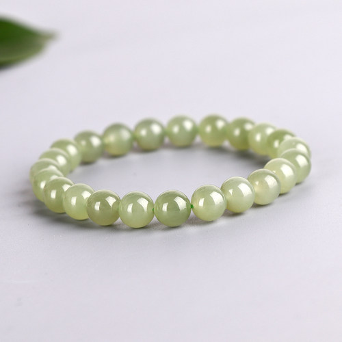 和田玉青白玉晴水8mm圆珠玉手串