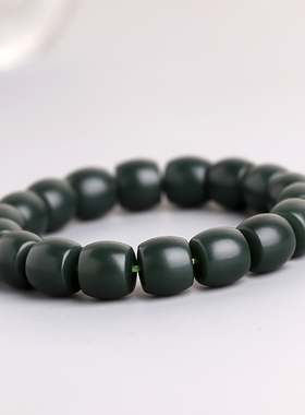 塔青一细料直切桶珠12mm玉石手串