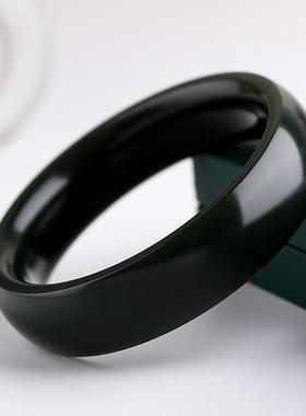 手镯和田玉宽条玉镯子塔青一细料