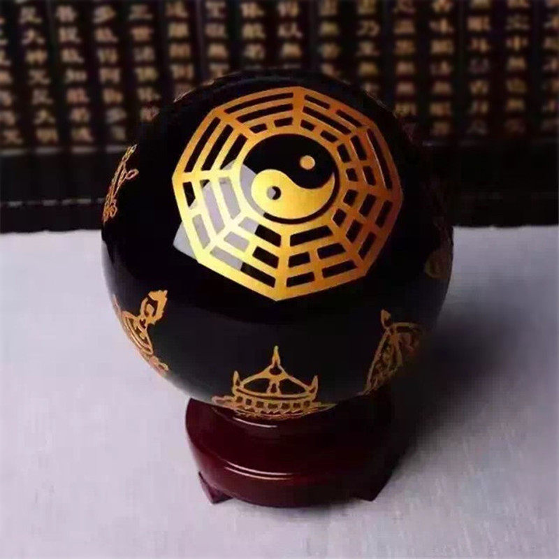 天然黑曜石水晶球玄关客厅书房家居饰品招财吉祥物大号圆球收纳球
