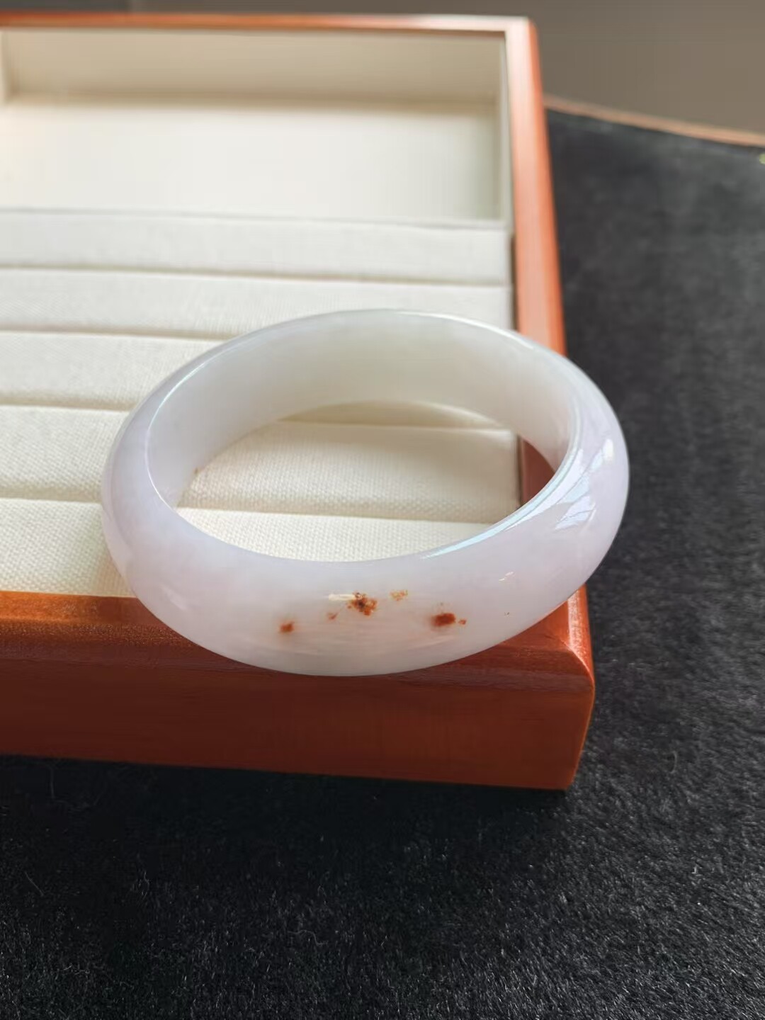 天然缅甸翡翠手镯A货59尺寸宽16.8厚8.6冰芙蓉底浅春彩红翡飘花女