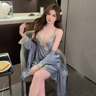 高级感蕾丝吊带睡裙睡袍套装 气质简约睡衣女性感夏季 2025年新款