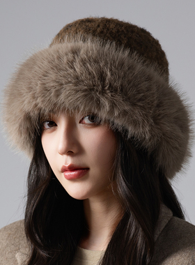 春季2026年新款毛茸茸护耳帽女保暖盆帽加厚防寒百搭洋气渔0107z